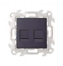 Розетка информационная 2xRJ45 Cat.6 UTP, цвет графит, Simon 24 Harmonie  2410600-038  Simon