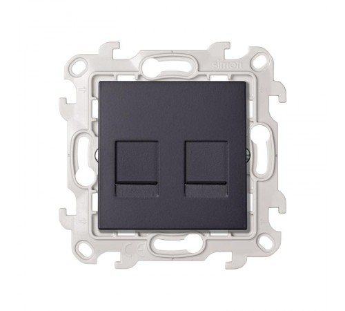Розетка информационная 2xRJ45 Cat.6 UTP, цвет графит, Simon 24 Harmonie  2410600-038  Simon
