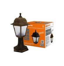 Светильник садово-парковый НТУ 04-60-001 четырехгранник, стойка, пластик, расс.пластик, бронза  SQ0330-0775  TDM