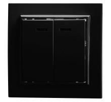 Выключатель 2-клавишный c индикатором, 250V, 10А, серия Эрна, PSW10-9002-03, черный  39471  STEKKER