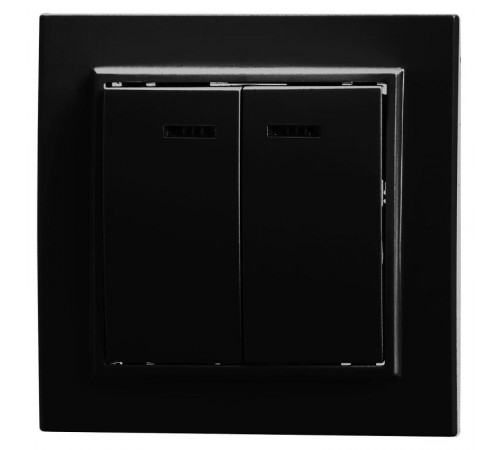 Выключатель 2-клавишный c индикатором, 250V, 10А, серия Эрна, PSW10-9002-03, черный  39471  STEKKER
