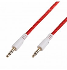 Аудиокабель AUX 3.5 мм в тканевой оплетке 1 м красный  18-4076  REXANT