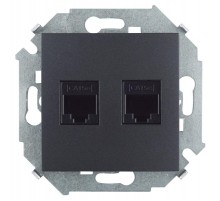 Simon 15 Графит Розетка компьютерная двойная RJ45 кат.5e (AMP)  1591552-038  Simon
