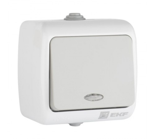 Мурманск Выключатель 1 -клавишный с индикатором 10А IP54 серый EKF  EFV10-121-30-54  EKF