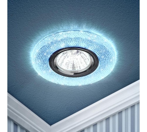 Светильник точечный встраиваемый DK LD1 MR16 3Вт GU5.3 голубой с подсветкой  Б0018774  ЭРА