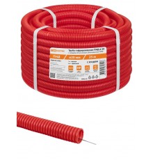 Труба гофрированная ПНД d 20 с зондом (25 м) легкая 350Н красная ТDM  SQ0413-2532  TDM
