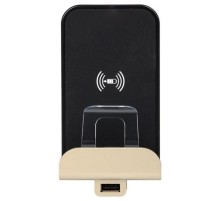 Беспроводное зарядное устройство Qi - Legrand Etika - 1000мА 5Вт с дополнительным разъёмом USB тип A 2400мА 12Вт - слоновая кость  672337  Legrand