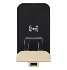 Беспроводное зарядное устройство Qi - Legrand Etika - 1000мА 5Вт с дополнительным разъёмом USB тип A 2400мА 12Вт - слоновая кость  672337  Legrand