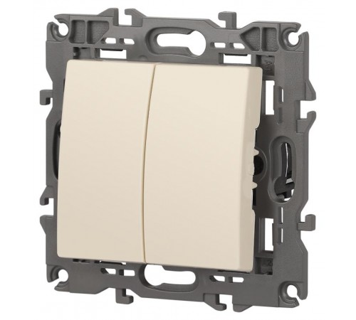 14-1104-02 Выключатель 2-клавишный, 10АХ-250В, IP20, Эра Elegance, сл.кость  Б0034231  ЭРА
