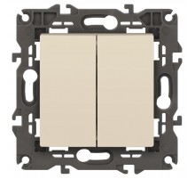 14-1104-02 Выключатель 2-клавишный, 10АХ-250В, IP20, Эра Elegance, сл.кость  Б0034231  ЭРА