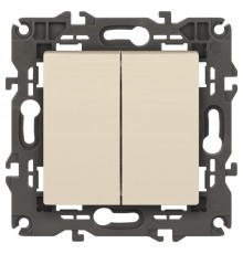 14-1104-02 Выключатель 2-клавишный, 10АХ-250В, IP20, Эра Elegance, сл.кость  Б0034231  ЭРА