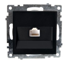 Розетка компьютерная 1-местная RJ-45 (механизм), серия Катрин, GLS00-7107-05, черный  39613  STEKKER