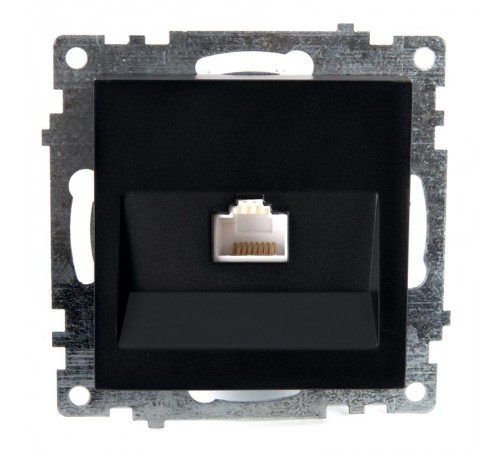 Розетка компьютерная 1-местная RJ-45 (механизм), серия Катрин, GLS00-7107-05, черный  39613  STEKKER
