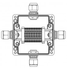 Взрывозащищенная клеммная коробка из полиэстера TBE-P-03-(10xCBC.2)-1xPABMP(A)-1xPABMP(B)-1xPABMP(C)-1xPABMP(D)1Ex e IIC Т5 Gb / Extb IIIC T95°C Db IP