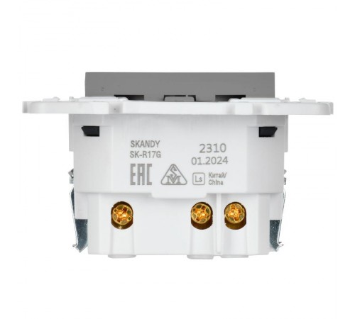 SKANDY Розетка с заземлением с защитными шторками 16А с USB C 18Вт SK-R17Gr серый   SK-R14-16-U14-018-K03  IEK