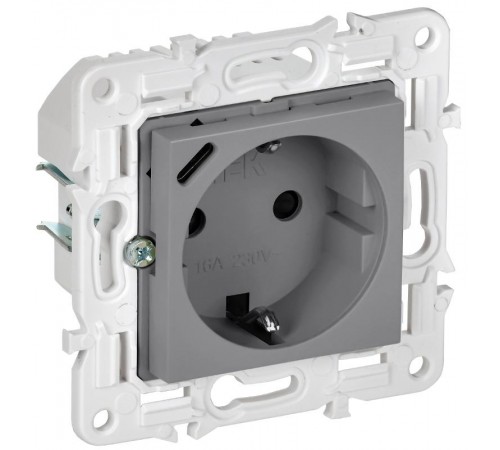SKANDY Розетка с заземлением с защитными шторками 16А с USB C 18Вт SK-R17Gr серый   SK-R14-16-U14-018-K03  IEK
