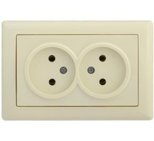 BOLERO кремовый Розетка 2-местная б/з 10А РС20-1-0-БК  ERB20-K33-10  IEK
