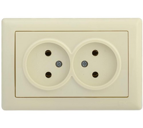 BOLERO кремовый Розетка 2-местная б/з 10А РС20-1-0-БК  ERB20-K33-10  IEK