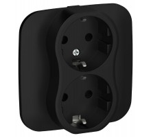 FLITE Розетка 2-ая с заземлением без шторок 16А РС12-0-А-ФлЧ черный  FI-R21A-16-K02  IEK