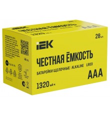 Батарейка щелоч. Alkaline  LR03/AAA (28шт/бокс)  ABT-LR03-OP-B28  IEK