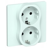 FLITE Розетка 2-ая с заземлением без шторок 16А РС12-0-К-ФлХЛ холодный лед  FI-R21C-16-K94  IEK