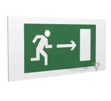Пиктограмма (Наклейка) PP-40205.E03 "Напр, к эвакуационному выходу направо" для FLAGMAN   a13957  Белый свет