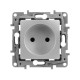 Etika Алюминий Розетка без заземления со шторками, винтовые клеммы  672434  Legrand