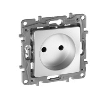 Etika Алюминий Розетка без заземления со шторками, винтовые клеммы  672434  Legrand