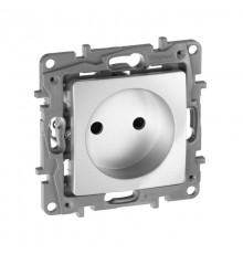 Etika Алюминий Розетка без заземления со шторками, винтовые клеммы  672434  Legrand