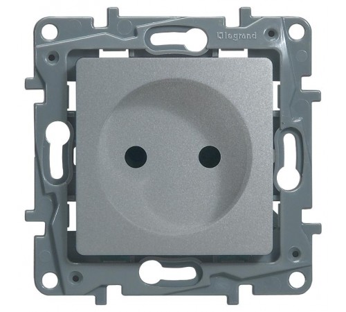 Etika Алюминий Розетка без заземления со шторками, винтовые клеммы  672434  Legrand