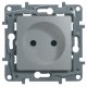 Etika Алюминий Розетка без заземления со шторками, винтовые клеммы  672434  Legrand