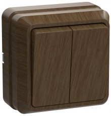 ОКТАВА дуб Выключатель 2-клавишный О/У 10А ВС20-2-0-ОД  EVO20-K04-10-DC  GENERICA