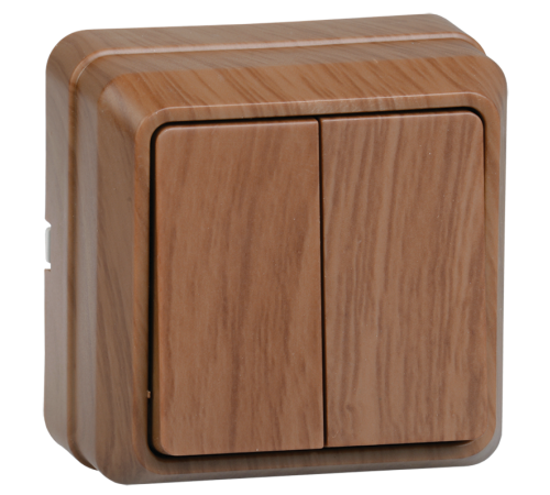 ОКТАВА дуб Выключатель 2-клавишный О/У 10А ВС20-2-0-ОД  EVO20-K04-10-DC  GENERICA