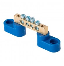 Шина "0" N (6х9мм) 4 отверстия латунь 2 синих угловых изолятора EKF PROxima  sn0-2-63-04  EKF