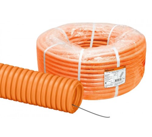 Труба гибкая гофрированная ПНД 20мм с протяжкой легкая (100 м) оранжевая ТDM  SQ0413-0012  TDM