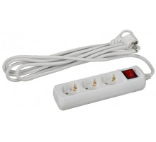 Удлинитель электрический  UX-3es-1,5m с заземлением с выключателем 3 розетки 1,5 м ПВС 3x0,75мм2 10А   Б0057740  ЭРА