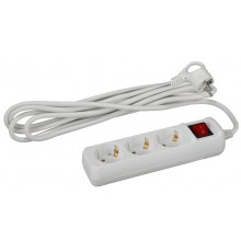 Удлинитель электрический  UX-3es-1,5m с заземлением с выключателем 3 розетки 1,5 м ПВС 3x0,75мм2 10А   Б0057740  ЭРА