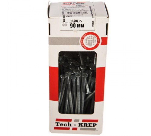 Гвоздь ершеный оцинк. 90 (600 г) - коробка  124602  Tech-KREP