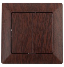 Выключатель Intro Solo 4-104-10 двухклавишный 10А-250В, IP20, СУ, венге  Б0053591  Intro