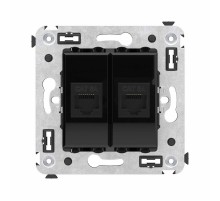 Компьютерная розетка RJ-45 без шторки в стену, кат.6А двойная, "Avanti", "Черный квадрат"  4402674  DKC