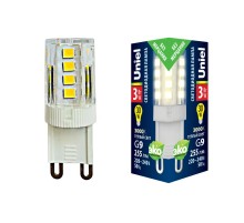 Лампа светодиодная LED-JCD-3W/3000K/G9/CL GLZ09TR LED, прозр 3000К  UL-00006746  Uniel
