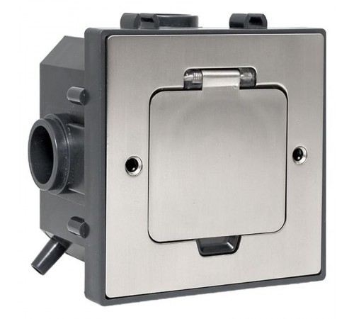 Лючок напольный C-Line 2 IP44 86*86 мм на 2модуля=1пост (с напольной коробкой для установки в фальш-пол и бетон) матовый никель  cl-ln-knl-2  EKF