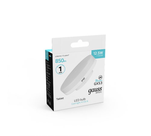 Лампа светодиодная LED BASIC GX53 12,5W 850lm 4100K 1/10/100  10849232  Gauss