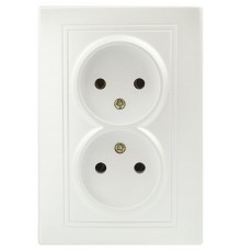 Розетка Intro Plano 1-204-06 без заземления двойная 2х2P, 16А-250В, IP20, СУ, перламутр  Б0053912  Intro