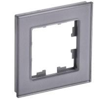 BRITE Рамка 1-ая РУ-1-2-БрСе стекло серый  BR-M12-G-K03  IEK