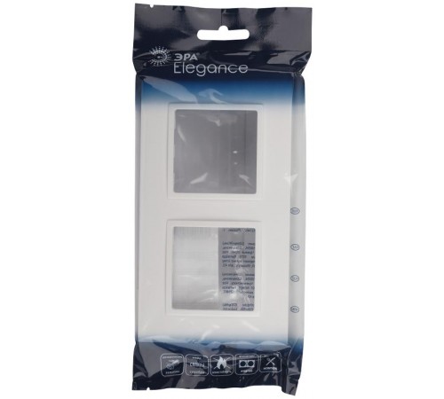 Рамка для розеток и выключателей Elegance 14-5012-01 Classic, на 2 поста, белый  Б0060576  ЭРА