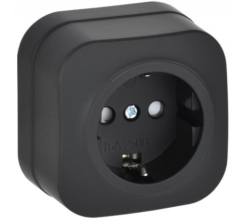 GLORY Розетка с з/к/ш о/у 16А РСш20-3-ХЧм черный матовый  ERH14-K02M-16  IEK
