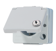 Штепсельная розетка SCHUKO для накладного монтажа с замочным механизмом  620WSL  Jung