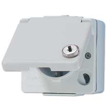 Штепсельная розетка SCHUKO для накладного монтажа с замочным механизмом  620WSL  Jung