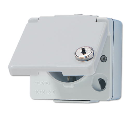 Штепсельная розетка SCHUKO для накладного монтажа с замочным механизмом  620WSL  Jung